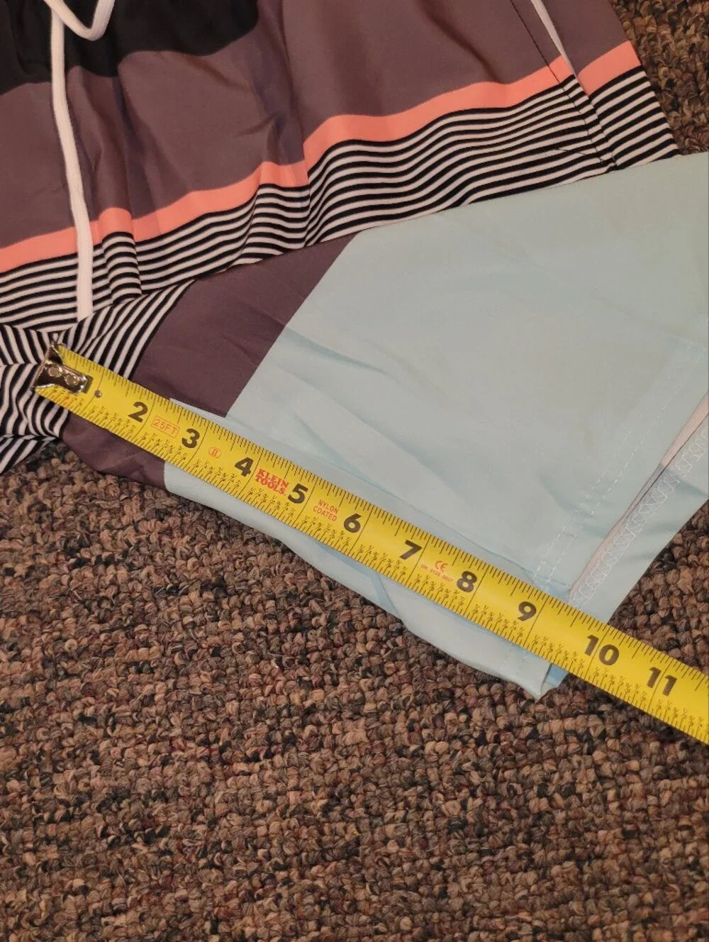 Men's Colorblock Swim Board Shorts in Light Blue, Gray & Coral Accent